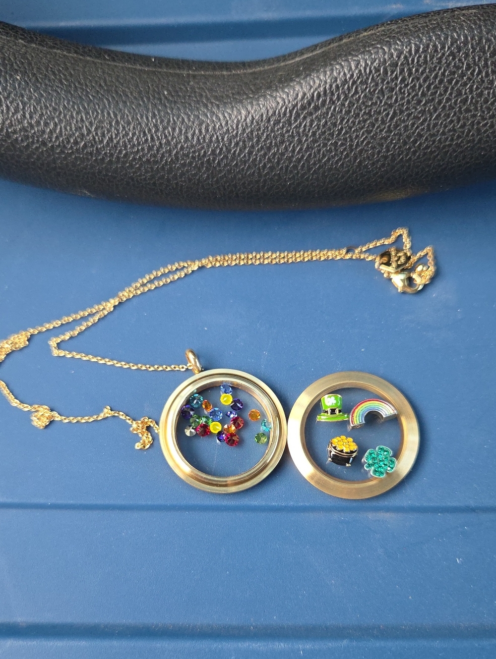 Gold-Tone Luck Of The Irish Floating Charm Twist Locket Necklace & Charms